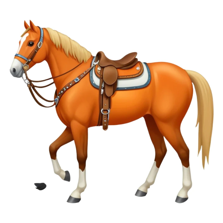 Horse with western tack, orange Color and a white line on its face that goes down the side to the lip  sticker