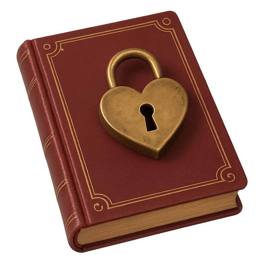 love-themed book with heart-shaped lock sticker
