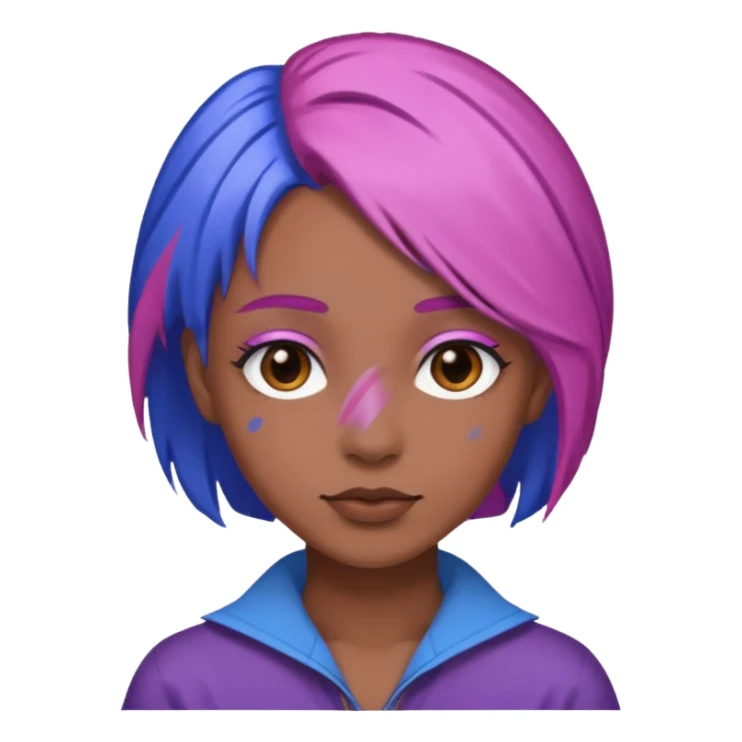 Blue pink and purple Razor with brown hair sticker