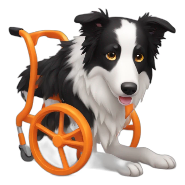 white border collie on orange wheel chair sticker