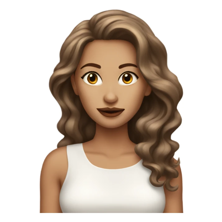 stunning white woman brown flowy hair shiny lips sticker