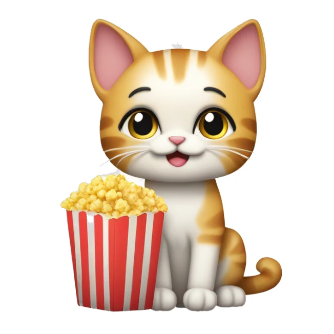 Katze die auf dem rücken liegt mit Popcorn in der hand sticker