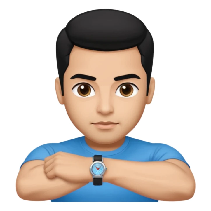 ipretty bratz emoji of salman khan wearing a black tee, silver- blue bracelet, black hair sticker