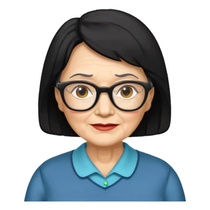 Old Lady 54 age black hair light skin sticker