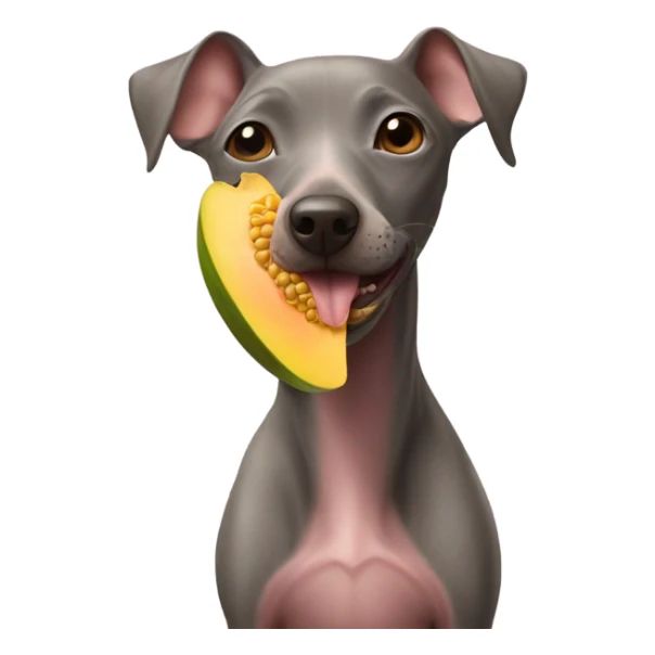 American Hairless Terrier eating mango  sticker