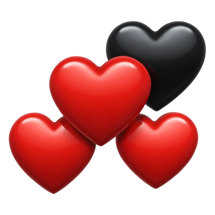 Tres corazones juntos negro rojo y negro sticker