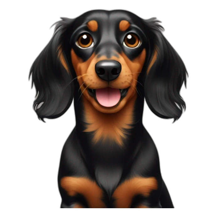 a black and tan long haired dachshund with a branch in its mouth sticker