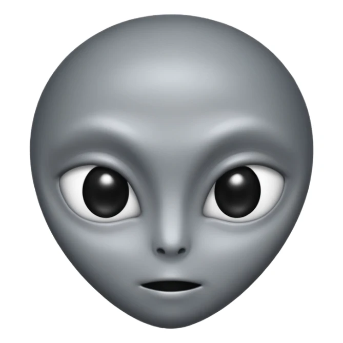 Grey alien head, almond-shaped eyes solid black, entire eye black, no white or iris, slanted, pale grey skin, cartoon emoji, no background


 sticker