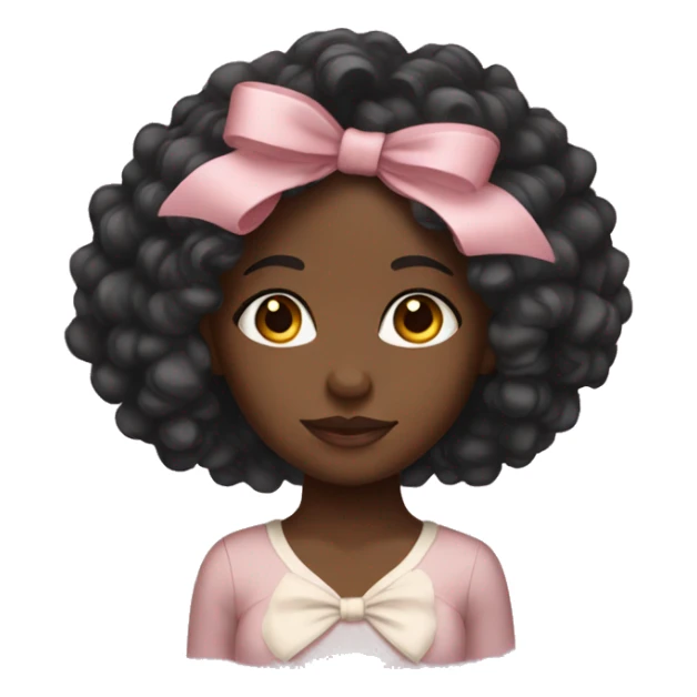 black girl with long curly with bow sticker