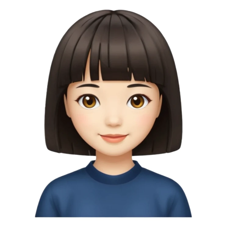 Japanese girl with bob haircut and bang sticker