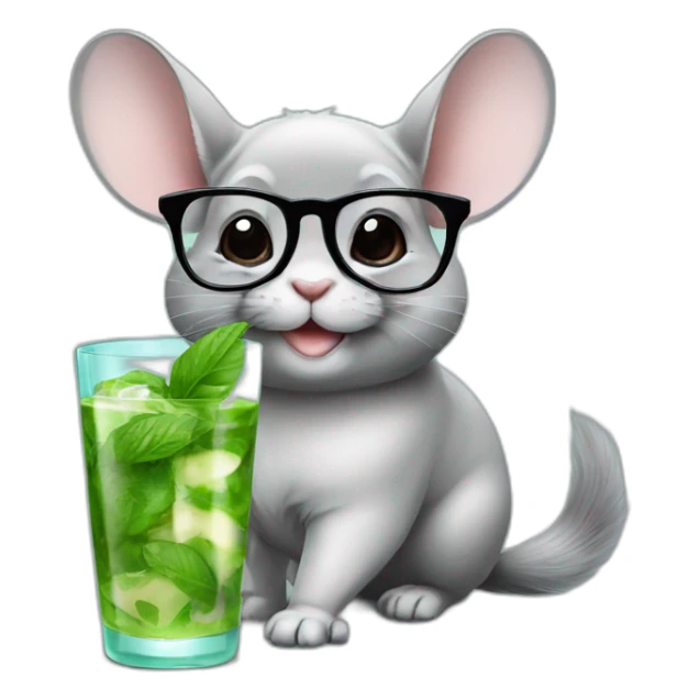 chinchilla with glasses and mojito sticker
