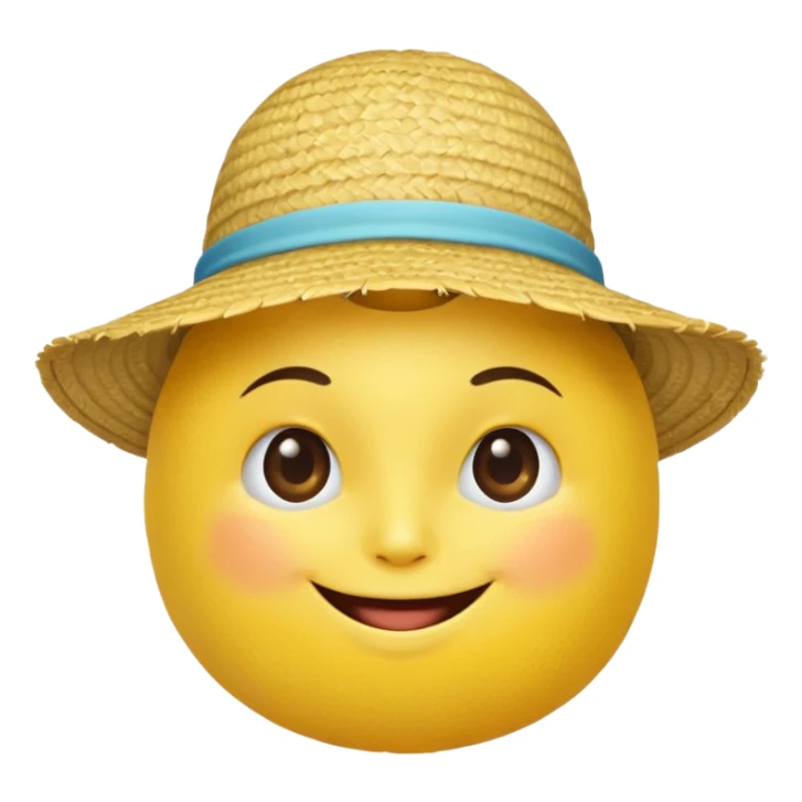 A lemon with a straw beach hat, smiling cutely.































 sticker