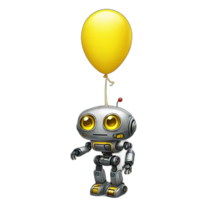 a mix of a robot and a yellow balloon sticker