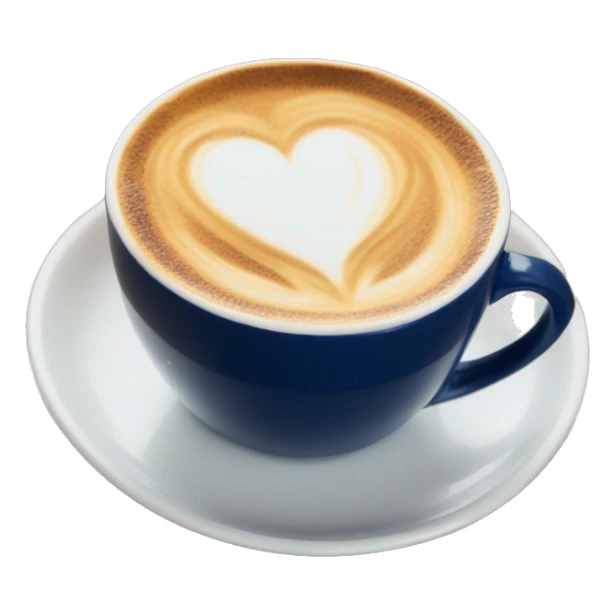  Navy blue coffee cup heart shaped latte art cappuccino sticker