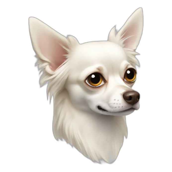 chihuahua longcoat white with dead eyes sticker