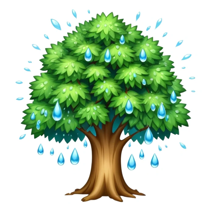 a tree exploding with water droplets bursting outward instead of fire or smoke sticker