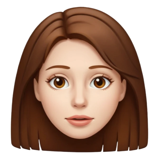 Women with brown hair and hang over her face sticker