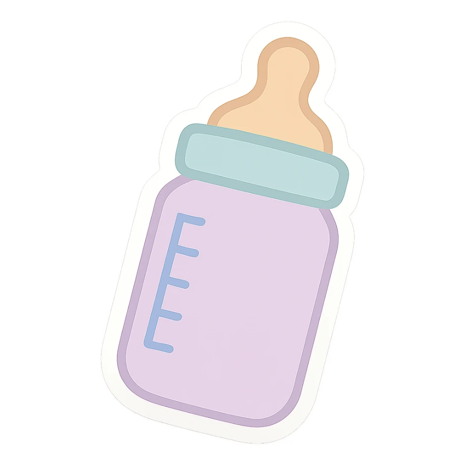 Recolor the baby bottle sticker in soft pastel colors sticker