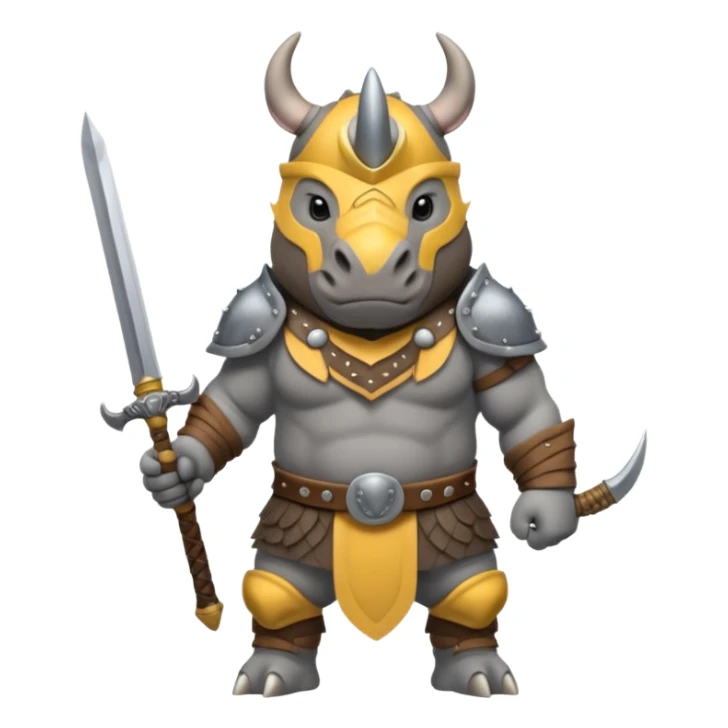 rhino with viking helmet and sword sticker