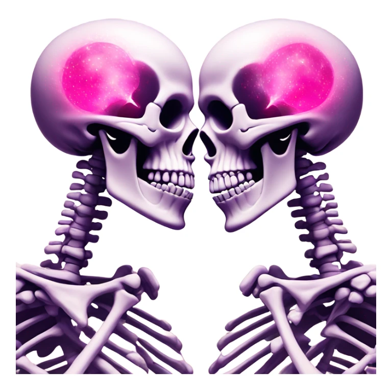 Skeleton kissing another skeleton with pink heart explosion  sticker