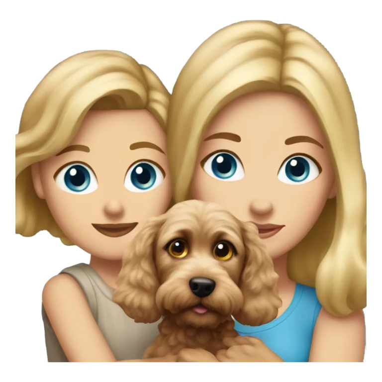 blue eyed blonde lady with brown Cockapoo puppy dog sticker