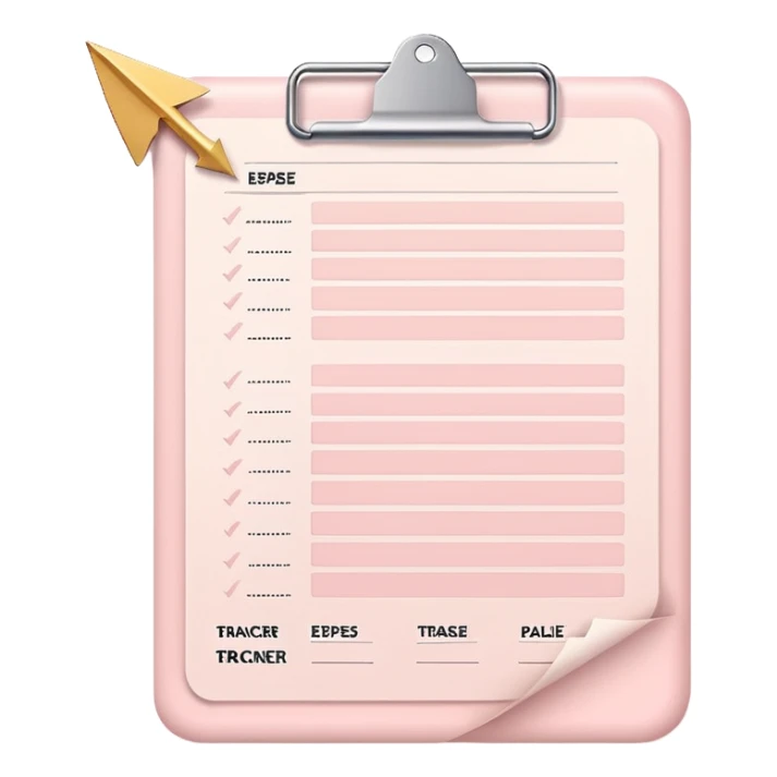 Light Pale Pink Expenses tracker Documents paper with arrow sticker