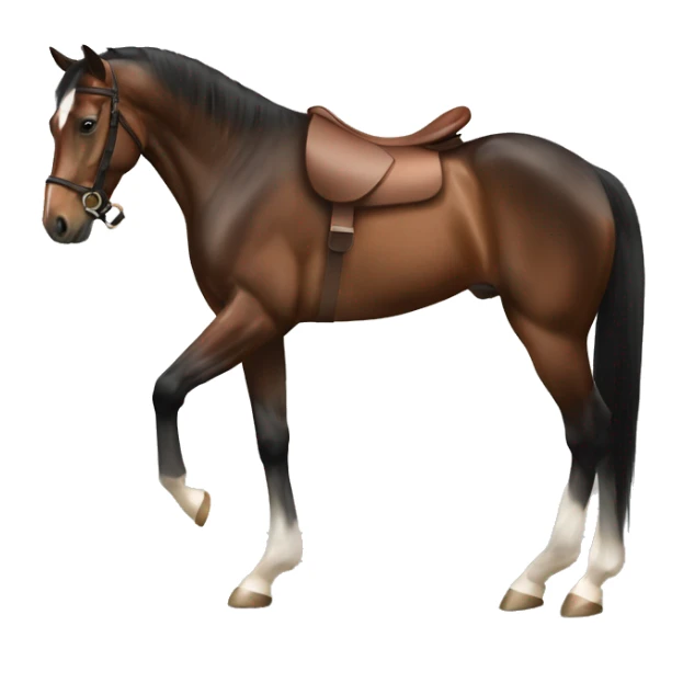 bay horse in am english saddle rearing sticker