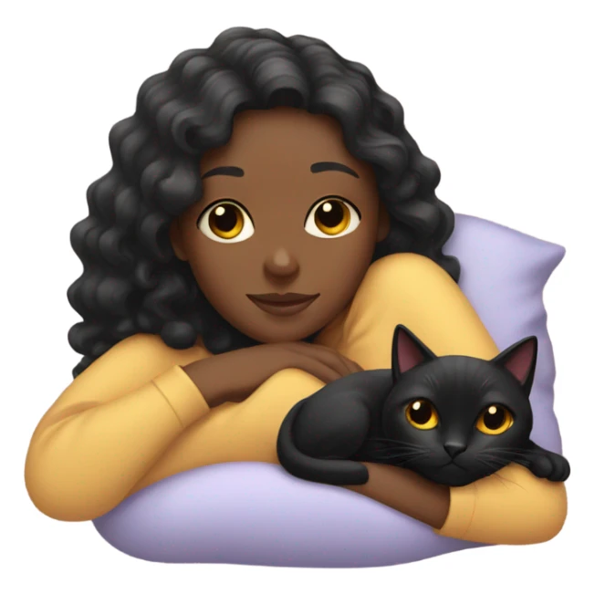 Girl laying down with her black cat sticker