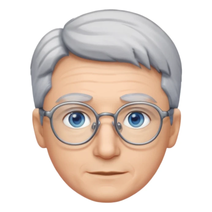 Grey haired emoji with blue eyes and glasses sticker