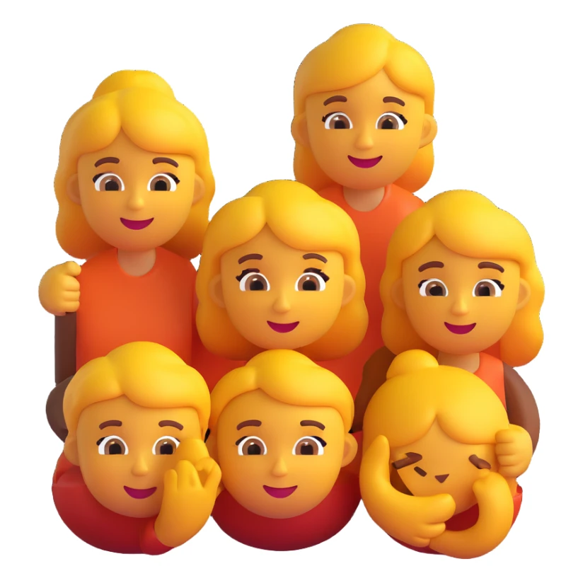 a family of four, 3D emoji style, happy sticker