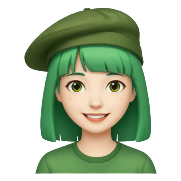 bangs and hat green hair very happy  sticker