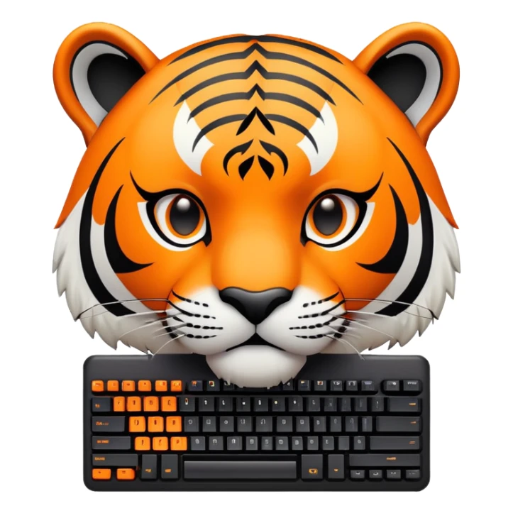 tiger face with gaming keyboard for PC gamers Twitch emote sticker