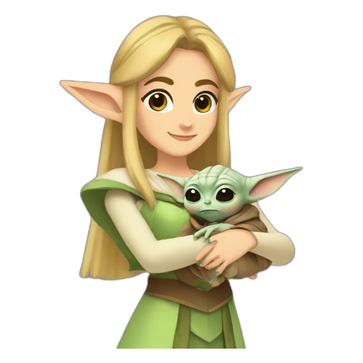 Cute Princess Zelda holding baby yoda sticker