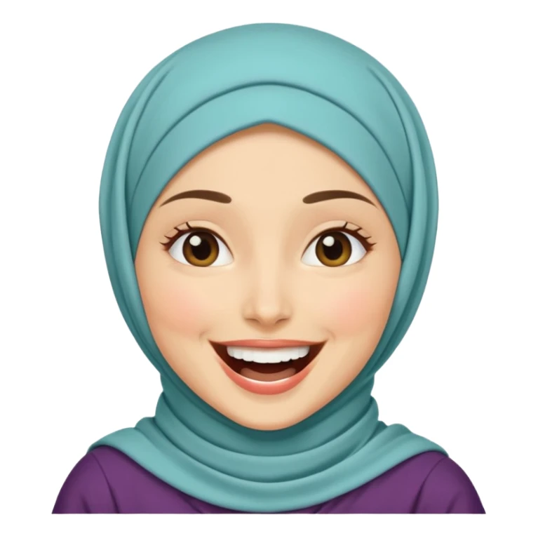 hijabi woman with medium fair skin, laughing sticker