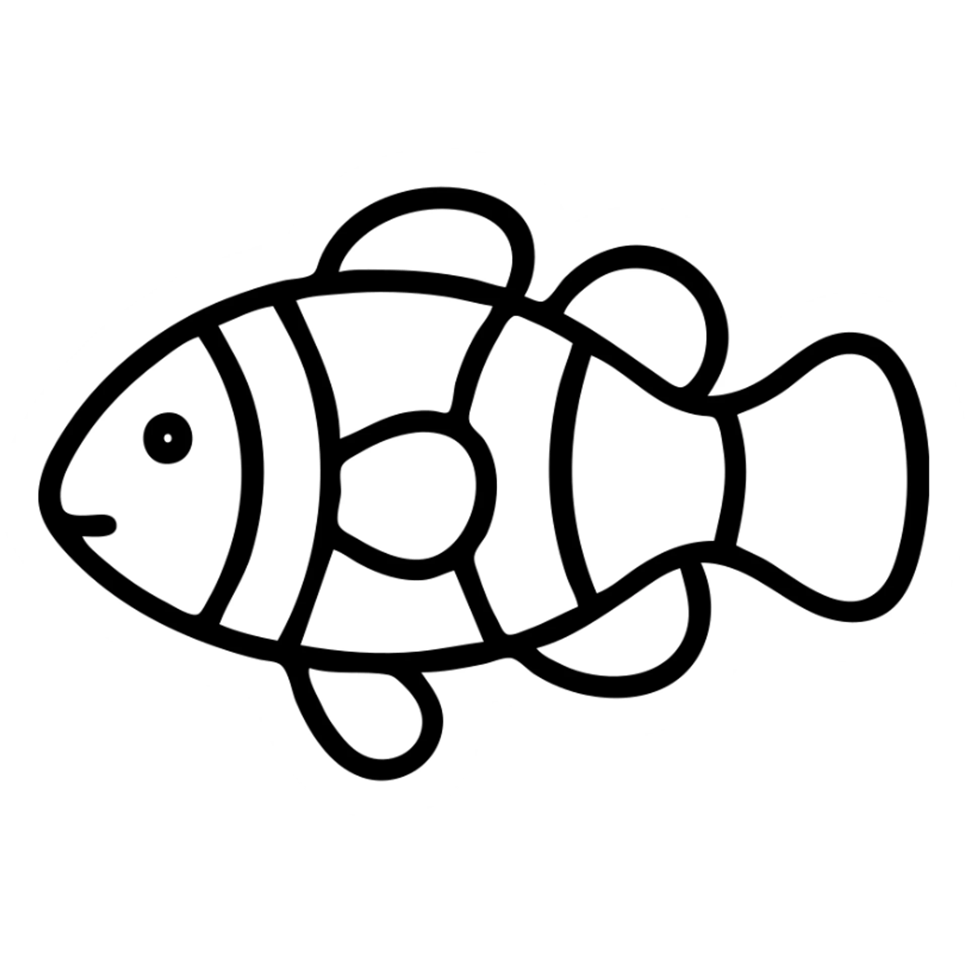 Clownfish fish icon, simple outline sticker