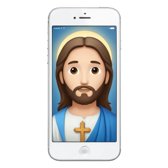 iPhone screen with Jesus in minimalist icon style as the background sticker