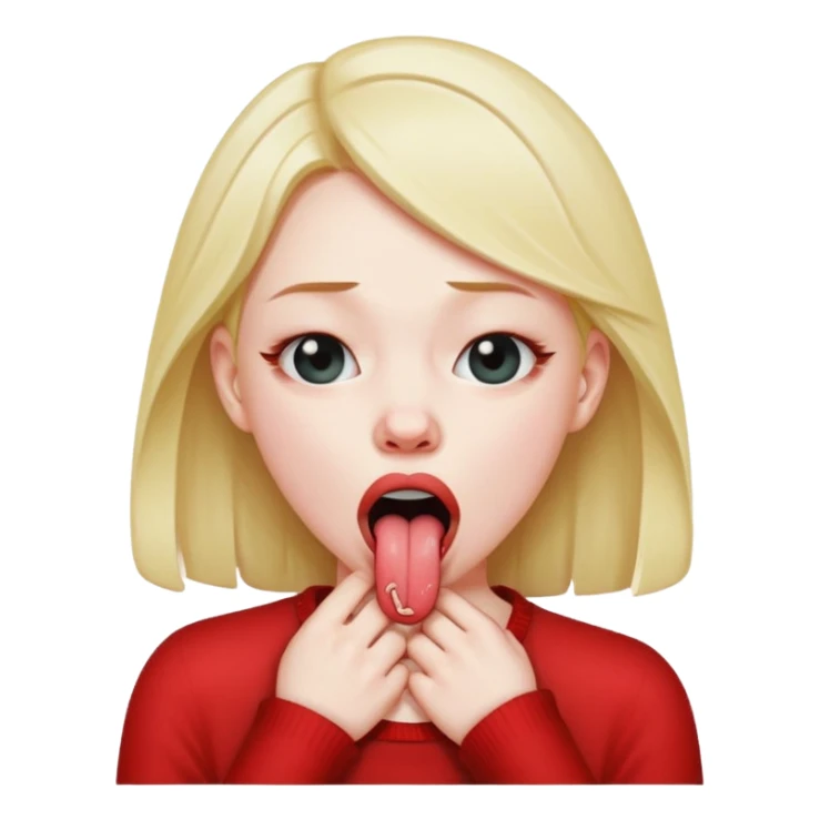 Girl choking herself w tounge out  sticker