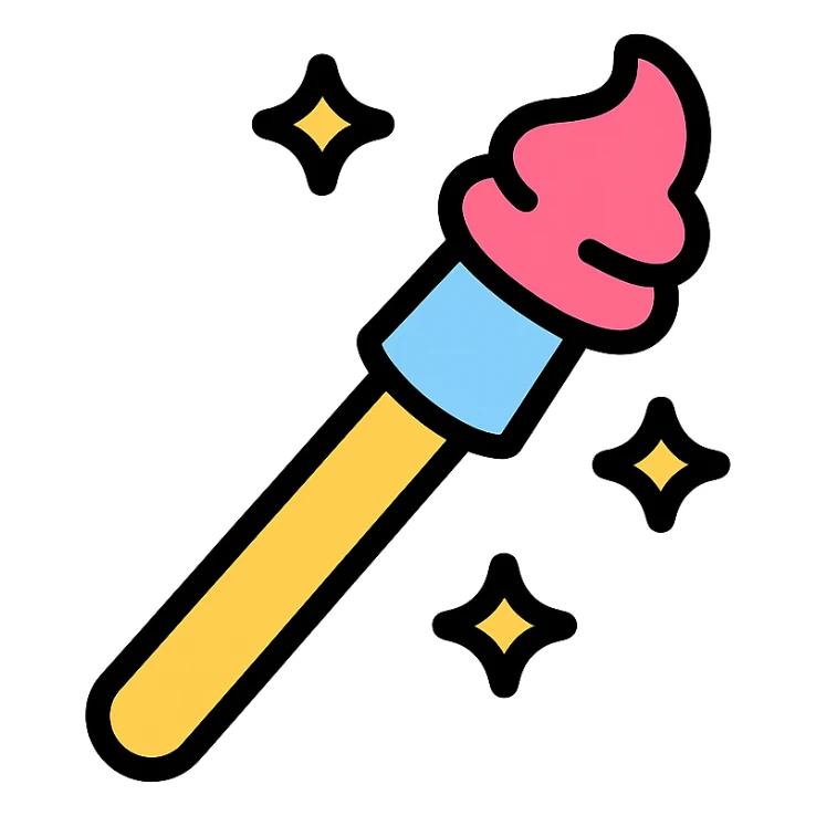 color outline icon of a magic wand with frosting tip sticker