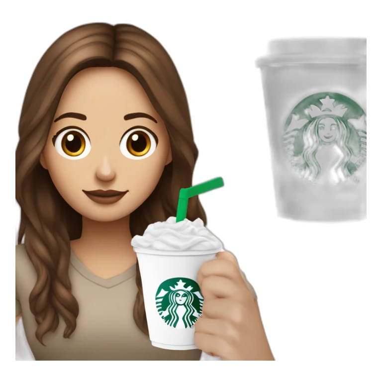 Starbucks cup cold drink with white girl brown hair with Luis vittuon Bag sticker