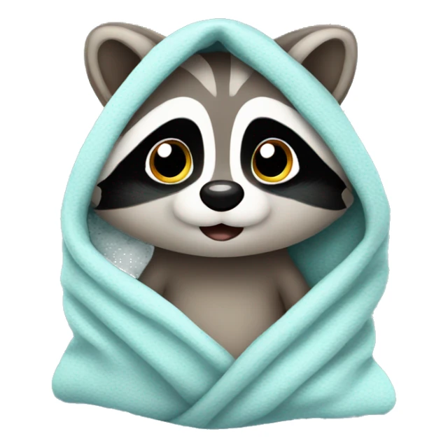 Cute raccoon in blanket sticker