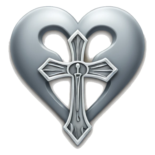 Silver heart shape with ankh in the center sticker