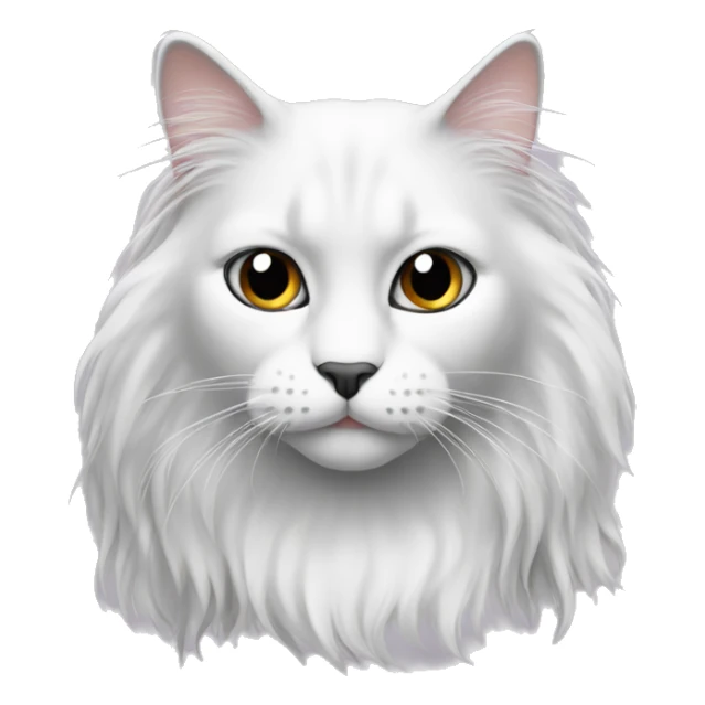 black and white long hair cat with black spot on nose sticker
