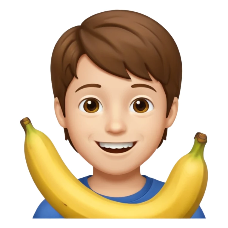 мальчик ест банан и ему нравится sticker