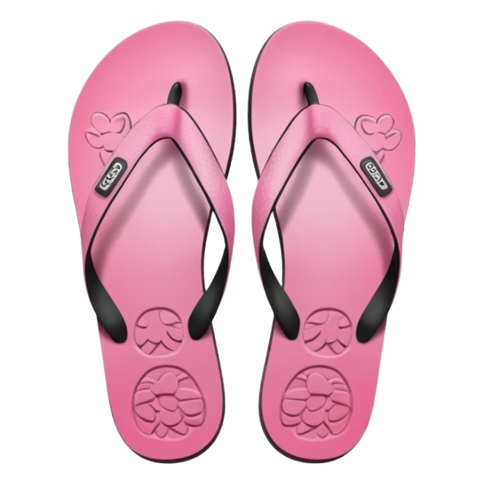 female pink wornout flip flips with toes inprints on soles sticker