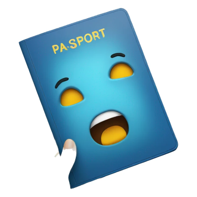 blue passport with the emotion of shock sticker