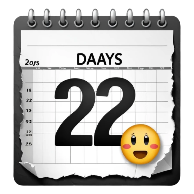 calendar page with the words '2 days' sticker
