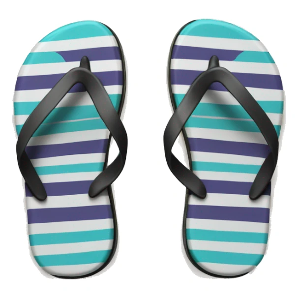 Realistic pair of striped summer flip flops isolated. sticker