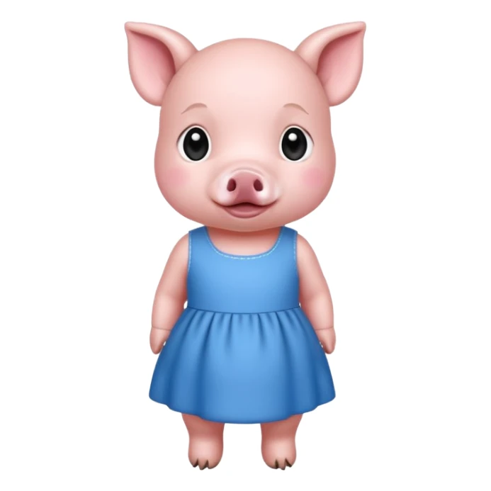 a baby pig wear blue dress sticker