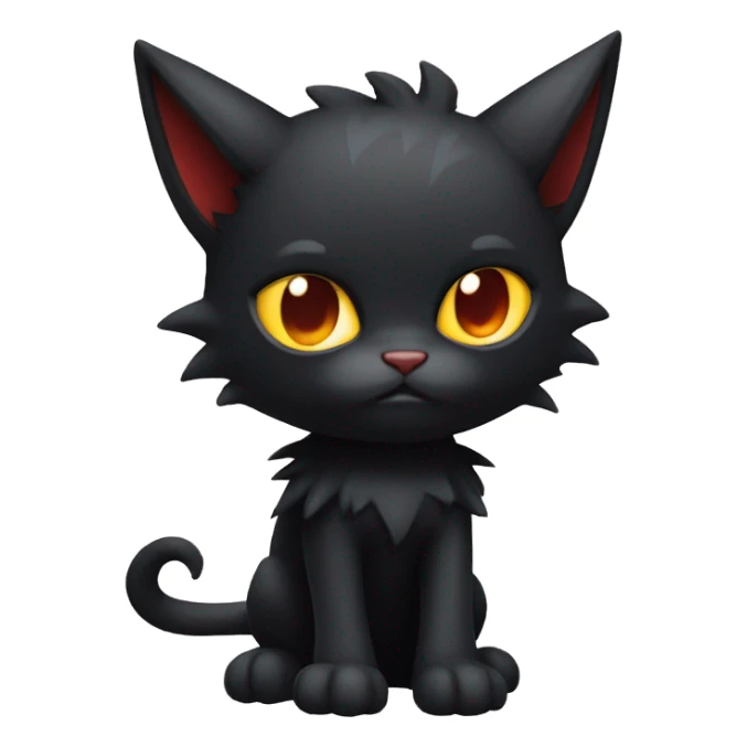 Black Edgy Emo Litten-Bat-cat full body sticker