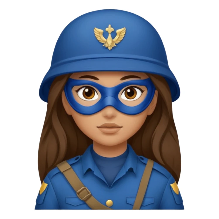 girl soldier with blue masks and long brown hair sticker
